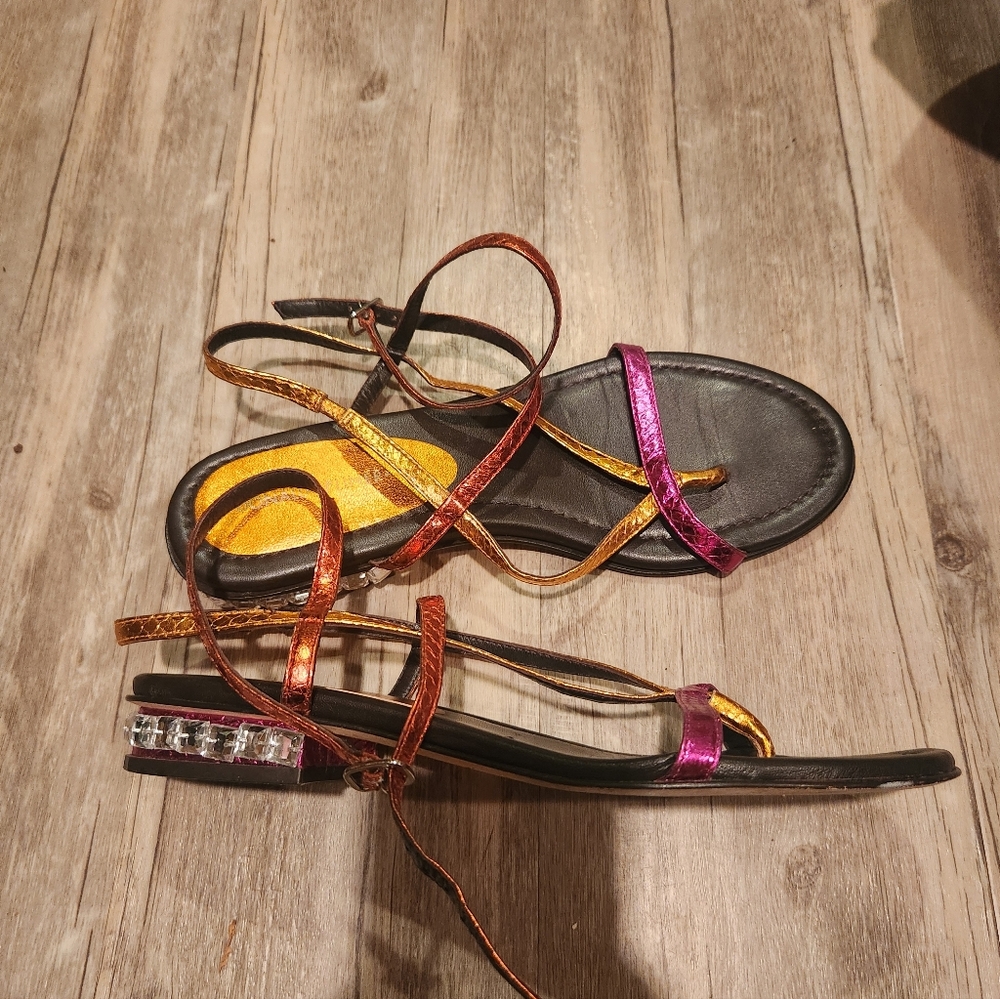 Donald Pliner PINK ORG BRN Sandal 9